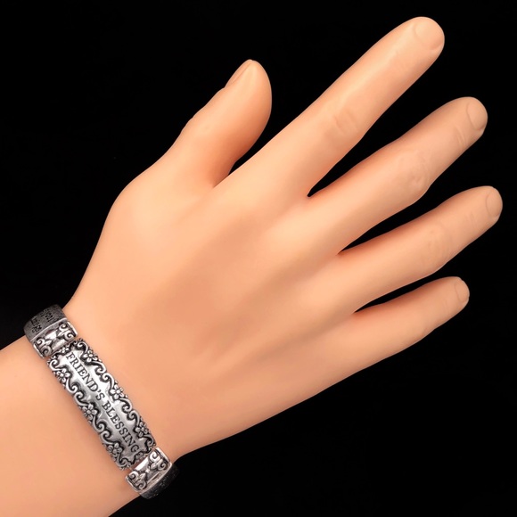 Friend’s Blessing Silver Inspirational Gift Stretch Bracelet - Picture 5 of 5